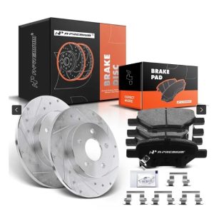 Rear Drilled Rotors & Ceramic Brake Pads for 2009 Chevrolet Malibu